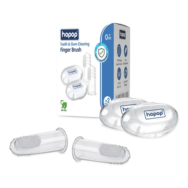 Hopop Silicone Baby Finger Toothbrush with Case (Pack of 2)