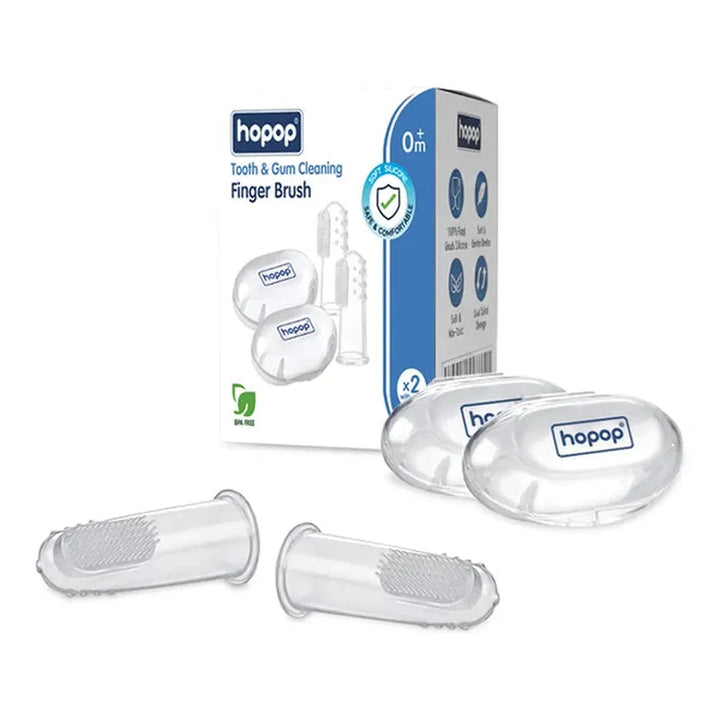 Hopop Silicone Baby Finger Toothbrush with Case (Pack of 2)
