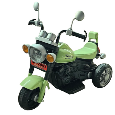 Resembling Harley Ride-on Battery Operated Bike with Music, Headlights and Realistic Sound | Green (COD not Available)