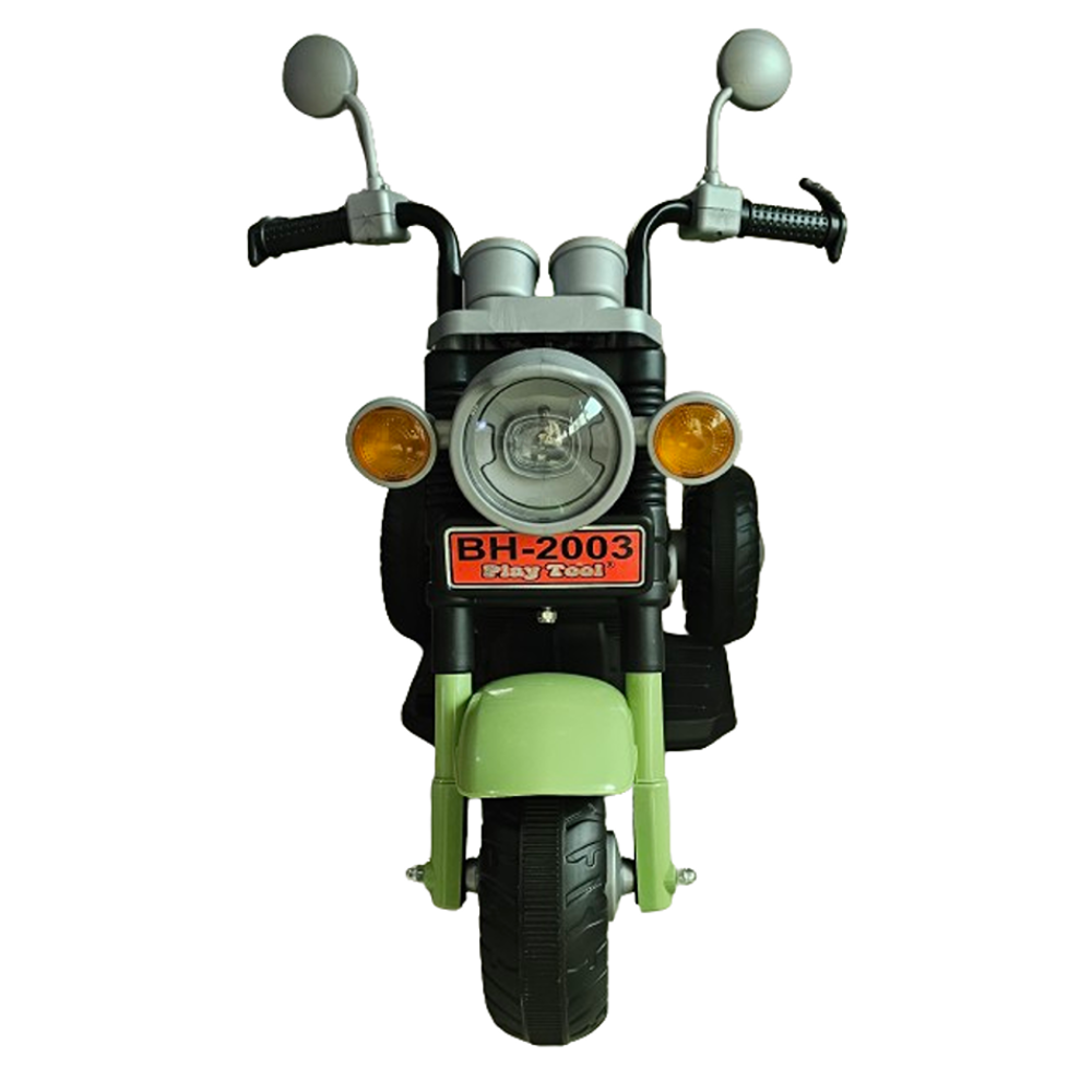 Resembling Harley Ride-on Battery Operated Bike with Music, Headlights and Realistic Sound | Green (COD not Available)