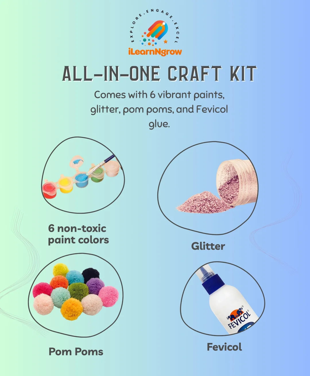 Ilearnngrow Dino Rakhi Combo – DIY Dinosaur Painting Kit | Dino Keychain, Fridge Magnet, Canvas Painting & Dino Rakhi