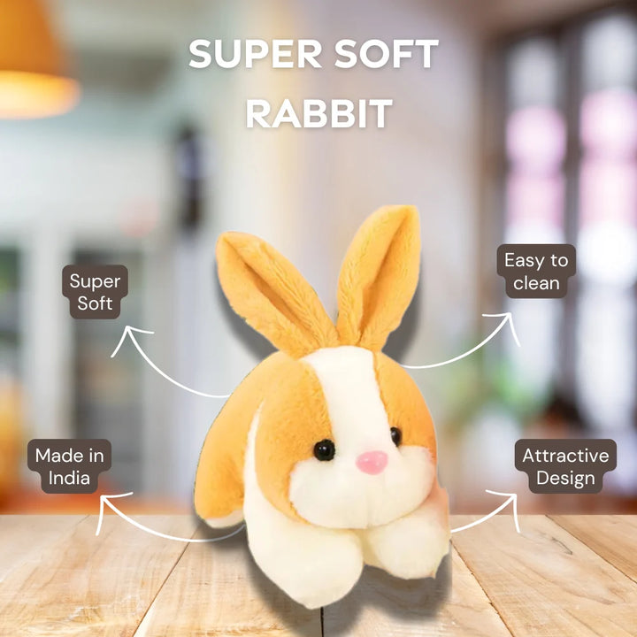 CuddleNest Cute Rabbit Soft Toy I Furry Stuffed Animal I  Extra Soft I Perfect for Kids - 32 cm (Brown))