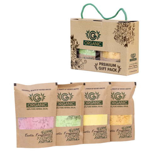 Pack of 4 Organic Herbal Gulal Premium Gift Pack (50g Each)