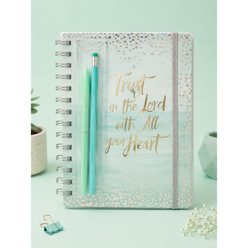 Mint Green Inspirational A5 Spiral Notebook Set | "Trust in the Lord with All Your Heart" Journal with Pen & Mechanical Pencil