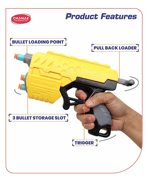 Chanak Hi Arm Stricker Blaster with 10 Soft Bullets | High Performance High Range