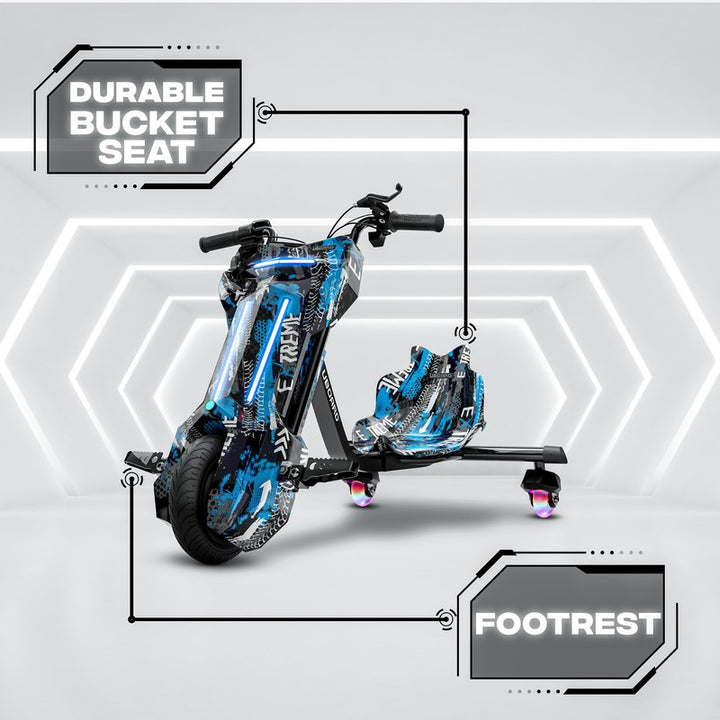 Tygatec T9 3 Wheel Electric 360 Drift Scooter for Kids and Adults With Led Light and Bluetooth - COD Not Available