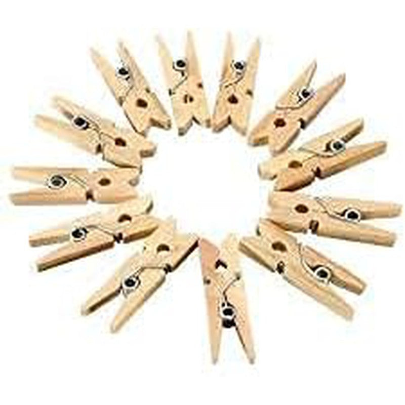 Pack of 40 Natural Wooden Pegs, Clips | Used for DIY Activities, Scrapbooking | 1 Inch