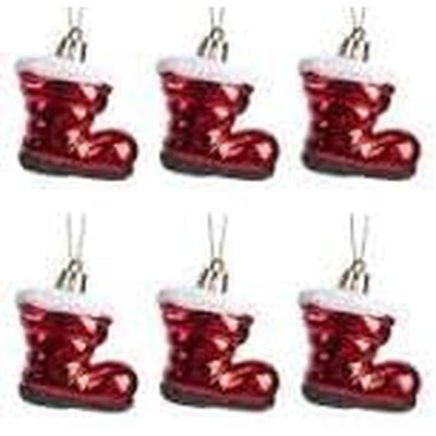 Set of 6 Santa Hanging Boots for Tree Decoration