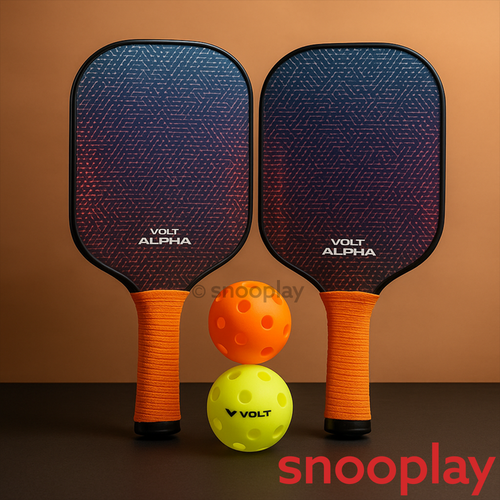 Wooden Pickleball Set - 2 Paddles with Dual Plastic Balls (6 Years till Grown Ups) | Assorted Colors & Designs