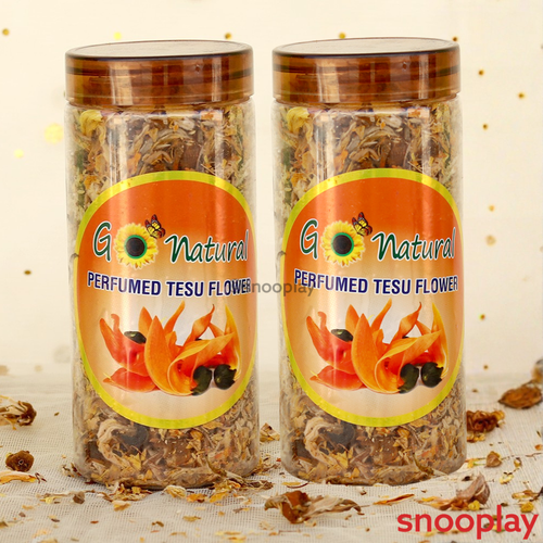 2 Pack of 100% Natural Dried Palash (Tesu/Kesu) Flowers Box - 100gm Each (Total 600gm) | Sandalwood Fragrance