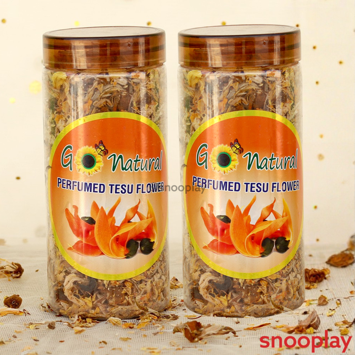 2 Pack of 100% Natural Dried Palash (Tesu/Kesu) Flowers Box - 100gm Each (Total 600gm) | Sandalwood Fragrance