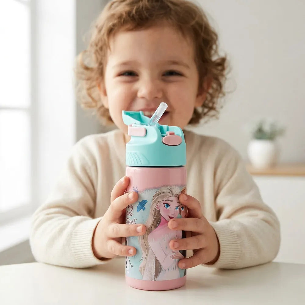 Licensed Disney Frozen Insulated Sipper Water Bottle for Kids | 400 ml | Stylish & Portable Bottle
