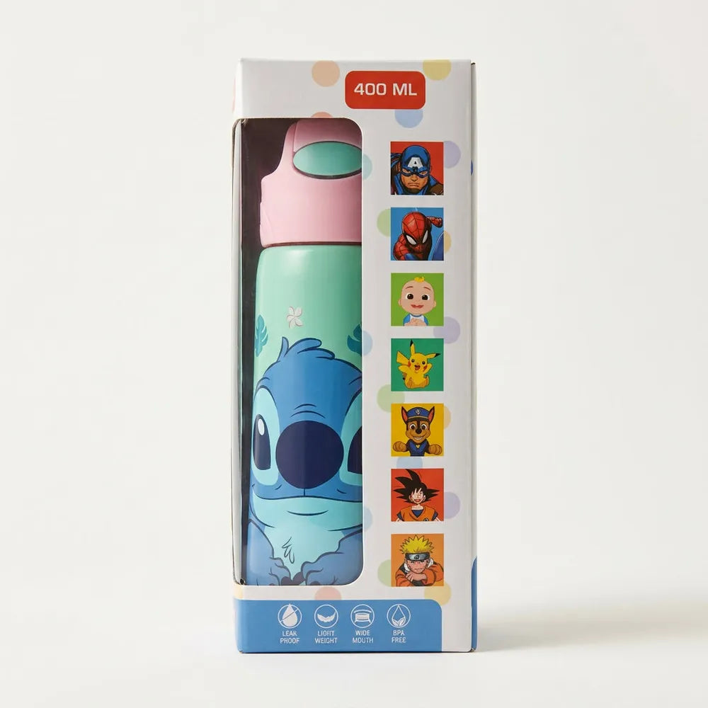 Licensed Disney Stitch Sipper Water Bottle for Kids | 400 ml | Stylish & Portable Bottle - Blue