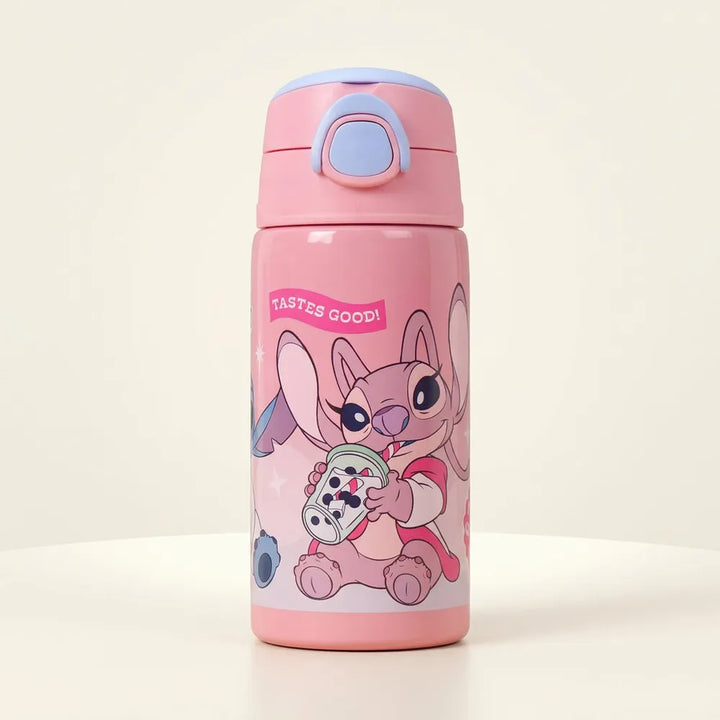 Licensed Disney Stitch Insulated Sipper Water Bottle for Kids | 400 ml | Stylish & Portable Bottle - Pink