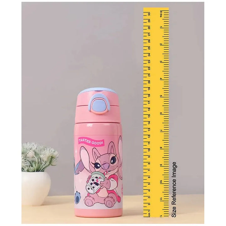 Licensed Disney Stitch Insulated Sipper Water Bottle for Kids | 400 ml | Stylish & Portable Bottle - Pink