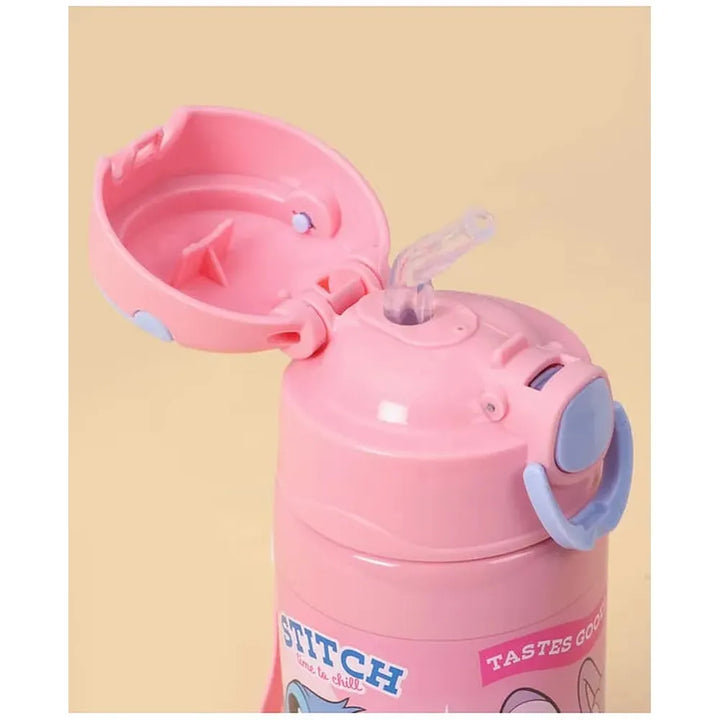 Licensed Disney Stitch Insulated Sipper Water Bottle for Kids | 400 ml | Stylish & Portable Bottle - Pink