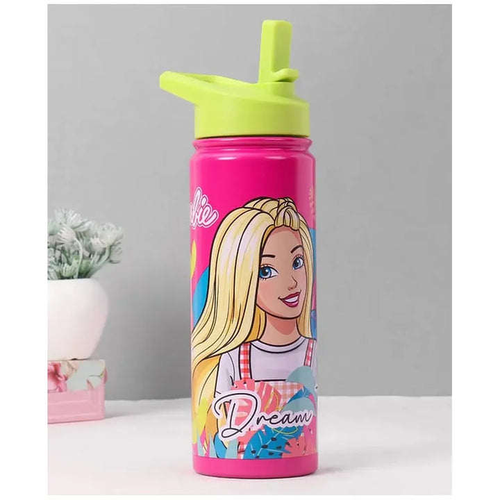 Licensed Barbie Dream Team Insulated Sipper Water Bottle Sipper for Kids | 600 ml | Stylish & Portable Bottle