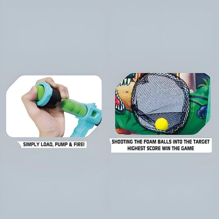 Innov8 Dino Fire Target Set - Dual Air Powered Foam Blasters with Soft Balls (5-10 Years)