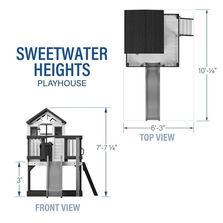 Sweetwater Heights Elevated Playhouse with Wave Slide, Wrap-Around Deck & Kitchen | Weight- 105.69 Kg (2-10 Years)