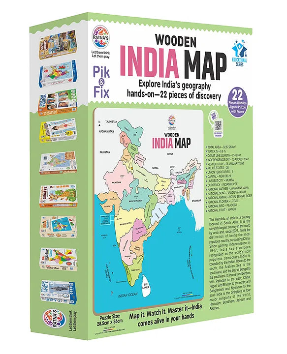 Ratna's Wooden India Map Puzzle with 22 Wooden Pieces