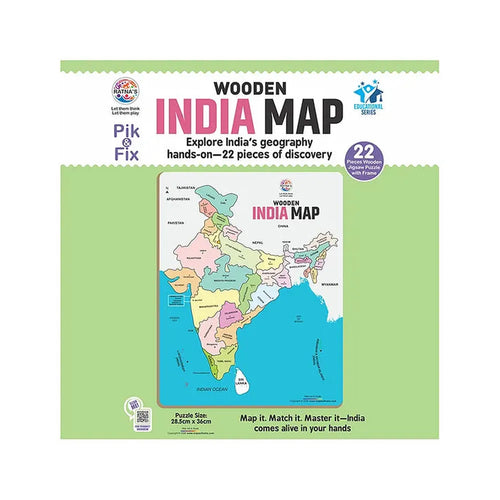 Ratnas Wooden India Map Puzzle with 22 Wooden Pieces