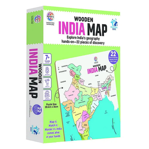 Ratnas Wooden India Map Puzzle with 22 Wooden Pieces