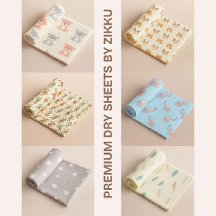 Zikku Printed Dry Sheet for Baby (Pack of 6) - Value Pack