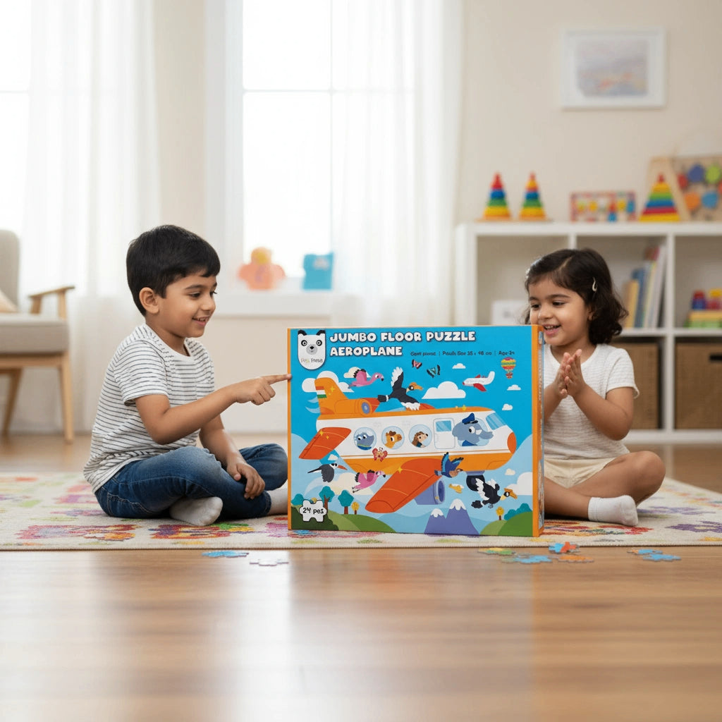 Play Panda Jumbo Floor Puzzle -Aeroplane  with Big & Thick Pieces