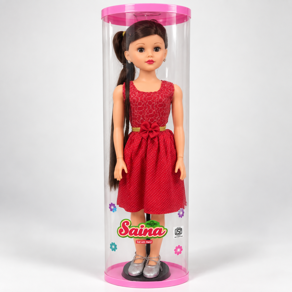Saina Fashion Doll with Stand - 3.2 feet | Large Dress-Up Doll with Long Hair | Pretend Play & Role Play Toy for Kids