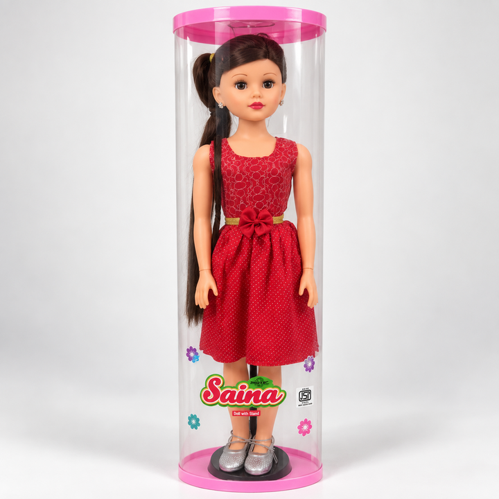 Saina Fashion Doll with Stand - 3.2 feet | Large Dress-Up Doll with Long Hair | Pretend Play & Role Play Toy for Kids