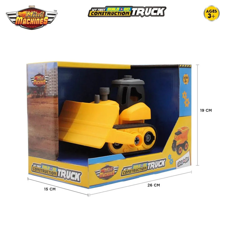 Skoodle Mini Machines Build & Go Bulldozer Truck - Yellow