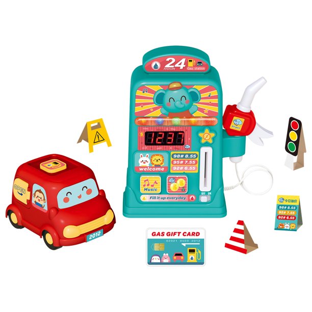 Electronic & Realistic Petrol Pump Gas Station Set (Pretend Play Set) | Battery Operated - Assorted Colors