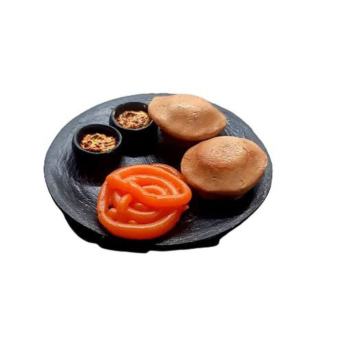 Aloo Puri and Jalebi Plate Miniature Food Fridge Magnet