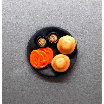 Aloo Puri and Jalebi Plate Miniature Food Fridge Magnet