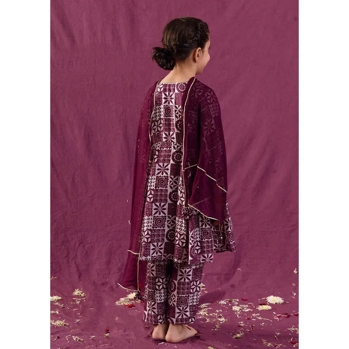 Jovi Jiyara Violet Printed Anarkali Suit Set
