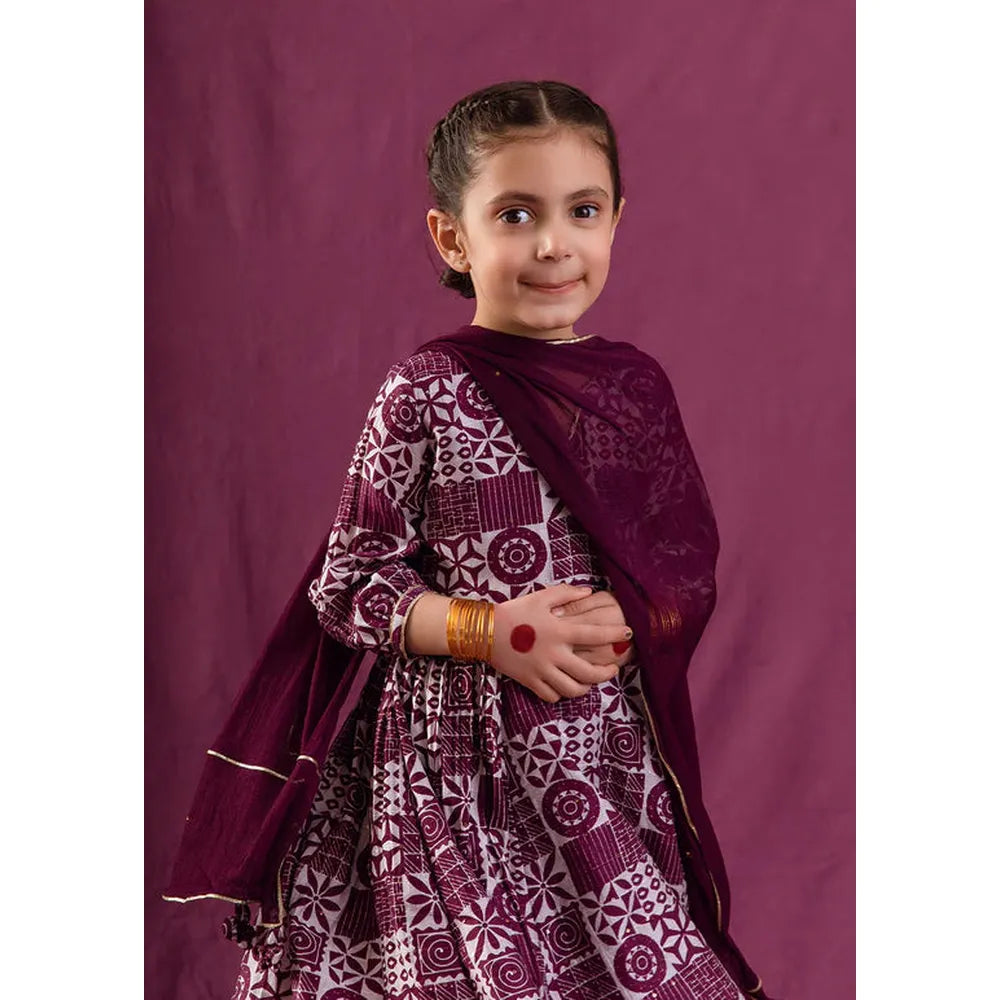 Jovi Jiyara Violet Printed Anarkali Suit Set