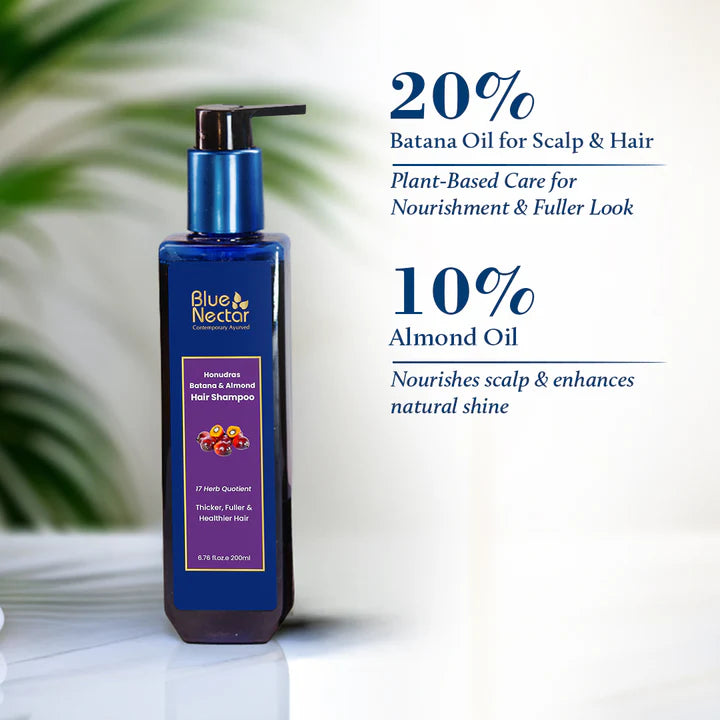 Blue Nectar Batana & Almond Hair Shampoo for Hair Growth (17 Herbs) - 200ml