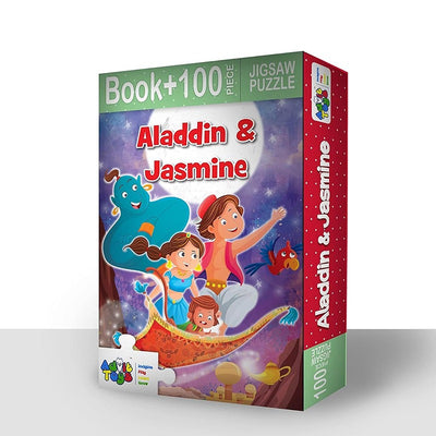 Aladdin & Jasmine - Jigsaw puzzle (100 Piece + 32 Pages illustrated story book)