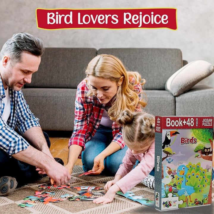 Birds - Jigsaw Puzzle (48 Piece + Educational Fun Fact Book Inside)