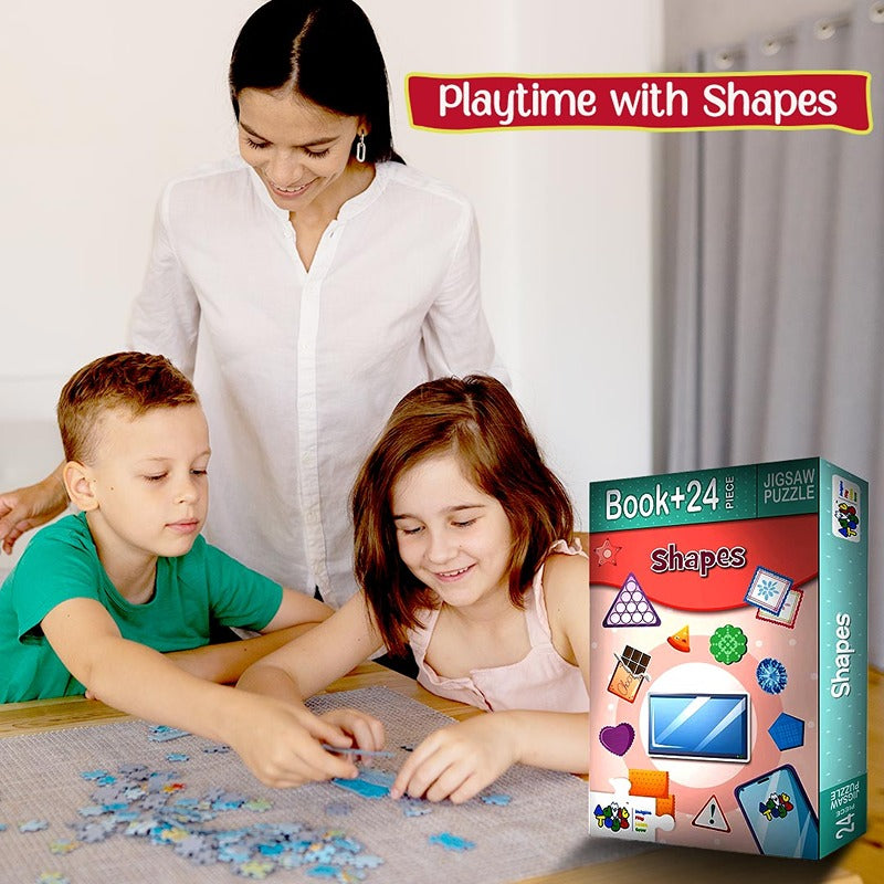 Shapes Jigsaw Puzzle (24 Piece + Educational Fun Fact Book Inside)