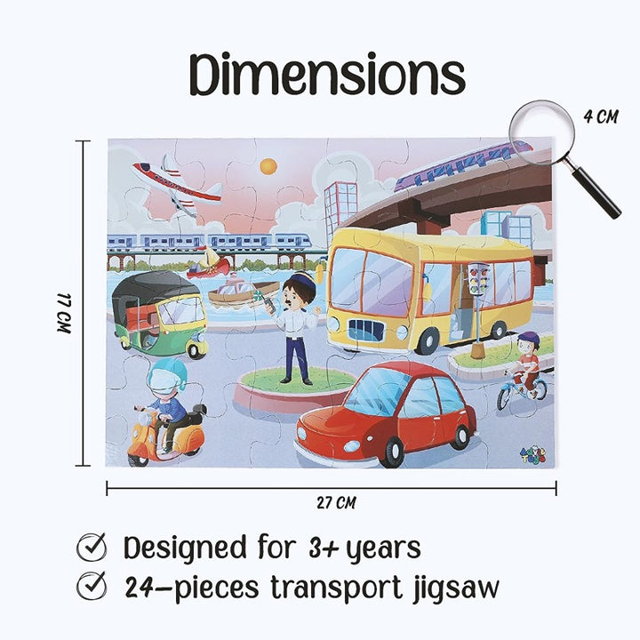 Transport - Jigsaw Puzzle (24 Piece + Educational Fun Fact Book)