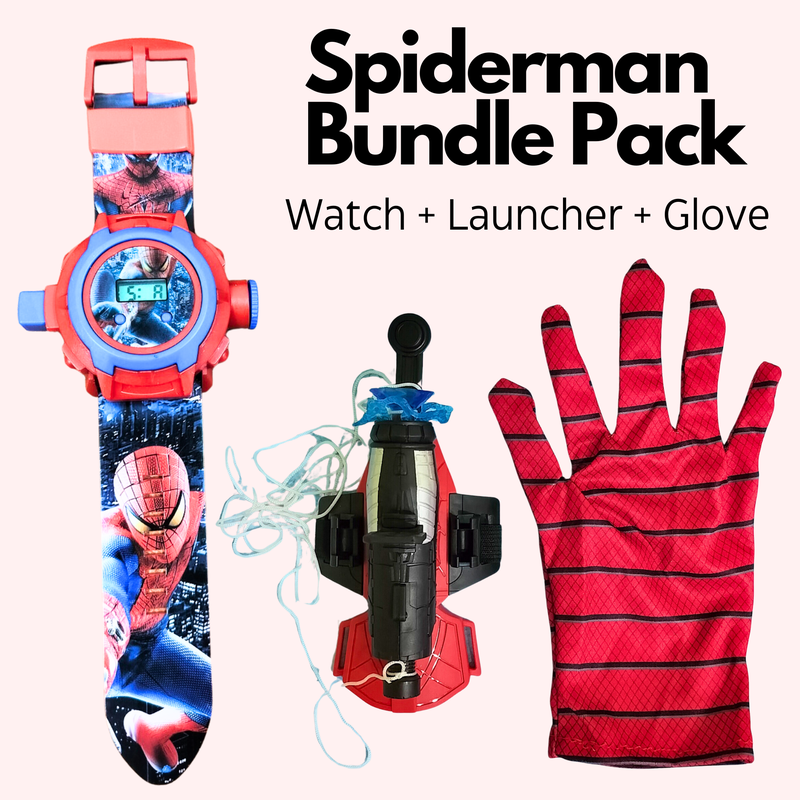 Spiderman Bundle Pack - Spiderman Web Launcher + Watch + Glove