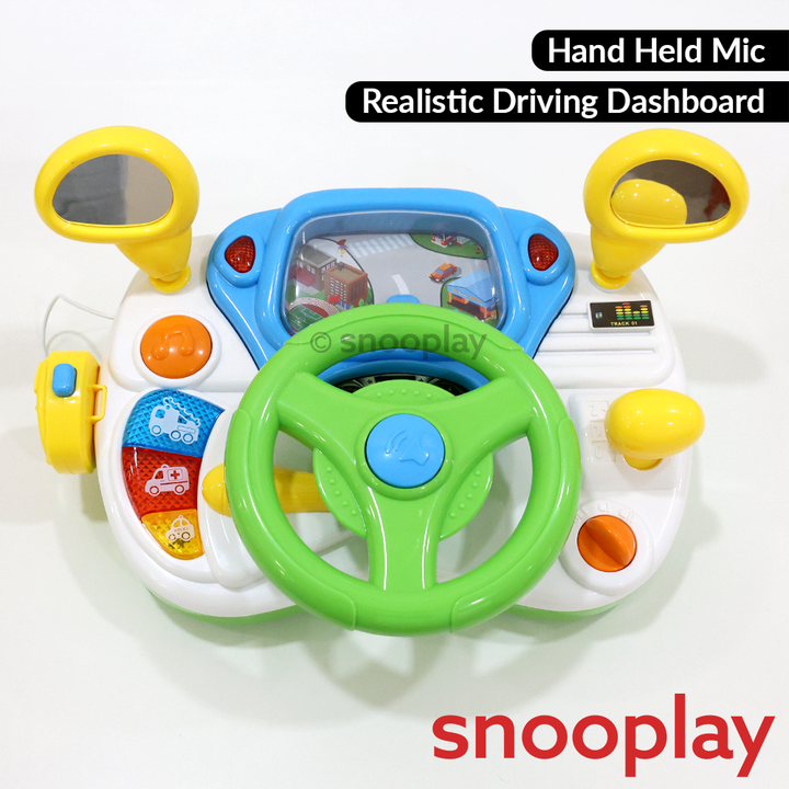 Tiny Racer Driving Simulation Toy with Steering Wheel, Mic, Lights & Sounds (3-8 Years)