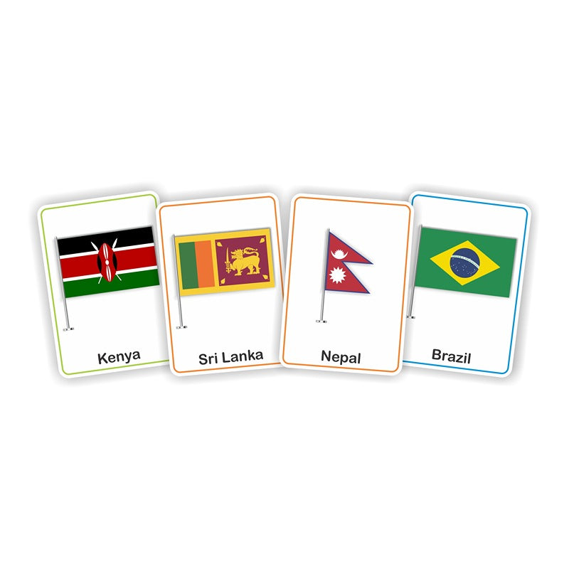 Country Flags Flash Cards for Kids - 32 Cards