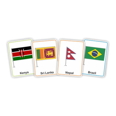 Country Flags Flash Cards for Kids - 32 Cards