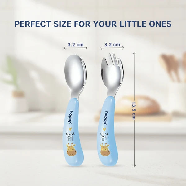 Hopop Stainless Steel Spoon & Fork Set with Travel Case | Portable Cutlery