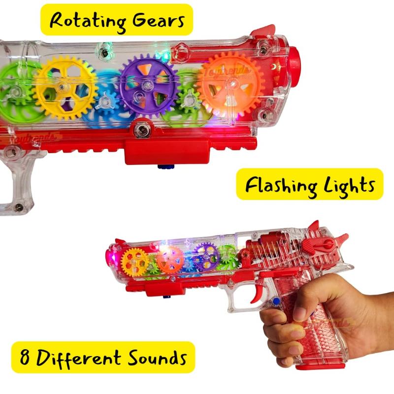 Lights Multi Musical Blaster with Moving Gears Concept Gun Toys with Colourful Flashing Light and Music toy for kids- Pink