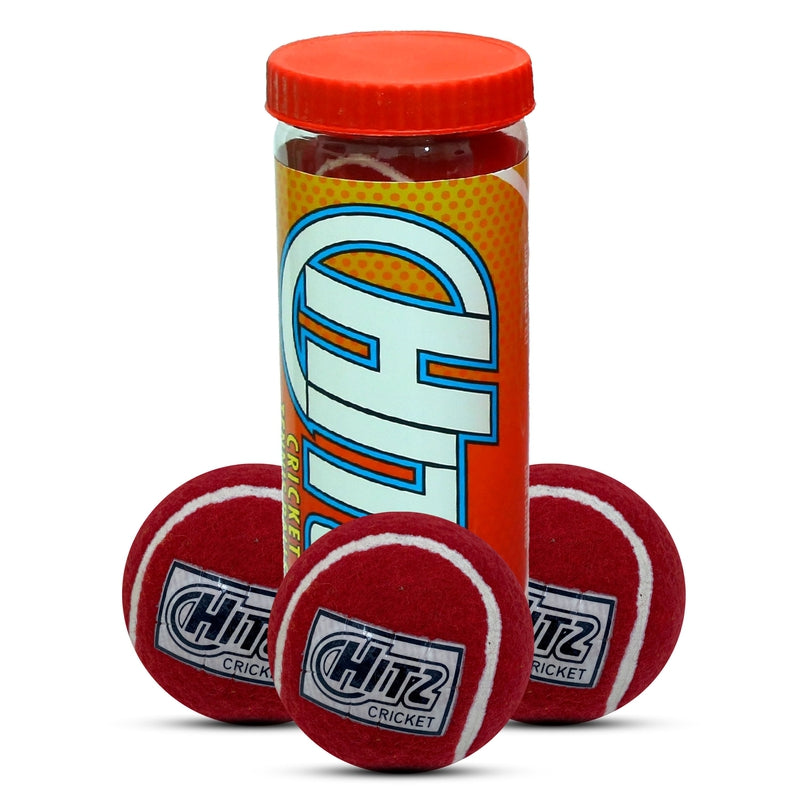 Hitz Cricket Tennis Ball (3 Pieces Jar) - Assorted Colours