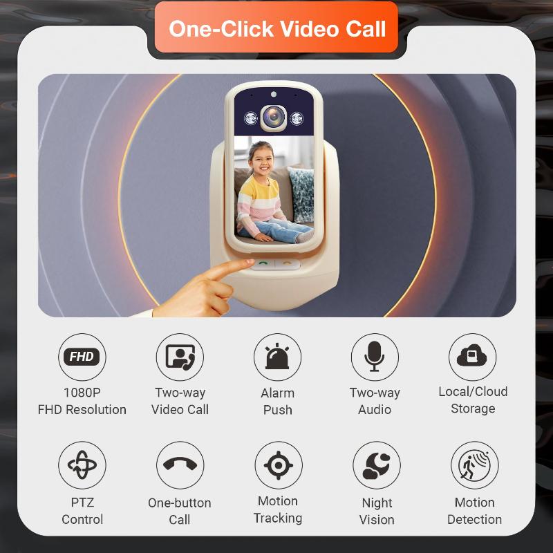 Indoor 2MP Camera with Screen, 2 Way Voice & Video Calling and WiFi 2.4Ghz (2-18 Years)