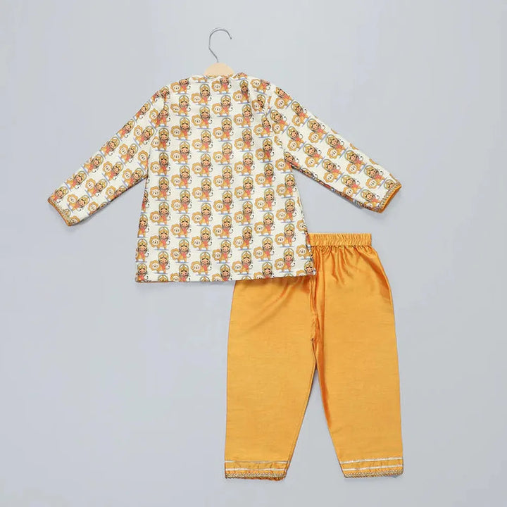 The Little Tales Durgaji Printed Kurta Payjama Set